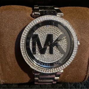 Michael Kors silver rhinestone watch. All pics of item are listed!!!!